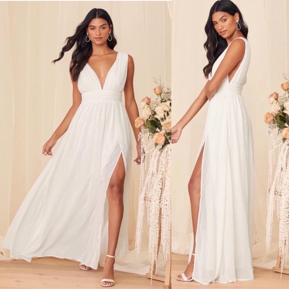 Lulu’s Heavenly Hues White Maxi Dress S